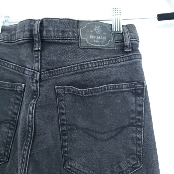 Pull & Bear Womens High Rise Black Destroyed Skinny Jean Raw Hemline 5 Pocket| 6 - Picture 10 of 11